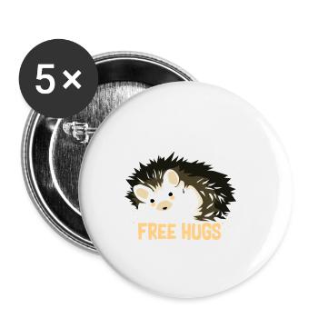 Hugging hedgehogs - Buttons small 1''/25 mm (5-pack) - white - Front