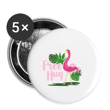 Umarmung Flamingo - Buttons klein 25 mm (5er Pack) - Weiß - Vorne