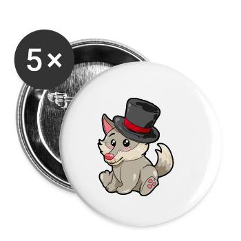 Loup magicien - Lot de 5 petits badges (25 mm) - blanc - Devant