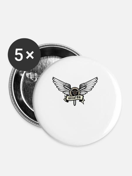 Pilot - Aviator - Buttons klein 25 mm (5er Pack) - Weiß