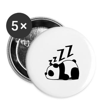 panda relax sleep lazy - Buttons small 1''/25 mm (5-pack) - white - Front