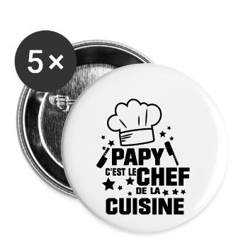 PAPY LE CHEF - Lot de 5 petits badges (25 mm) - blanc - Devant