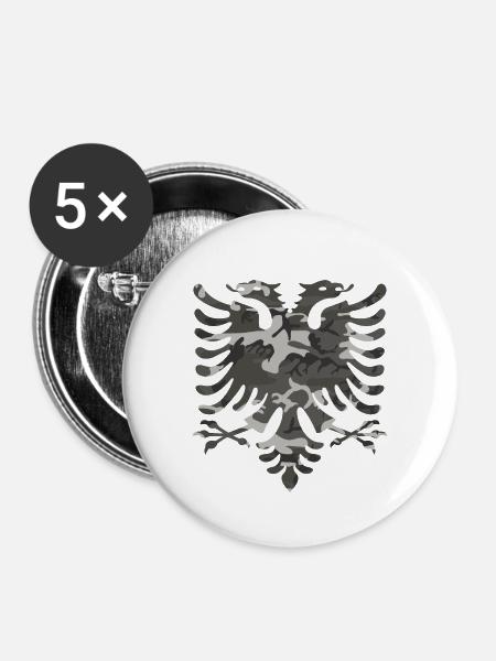 Albanischer Adler - Buttons klein 25 mm (5er Pack) - Weiß