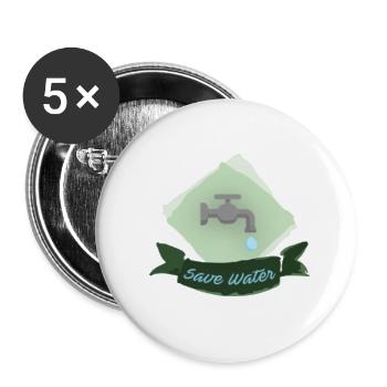 Save water - Buttons small 1''/25 mm (5-pack) - white - Front