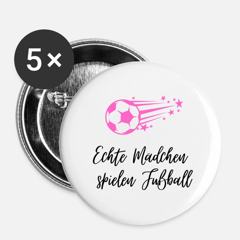 Fußball - Buttons klein 25 mm (5er Pack) - Weiß