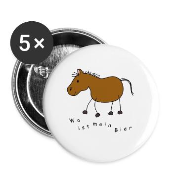 Wo is mein Bier Strichpferd - Buttons klein 25 mm (5er Pack) - Weiß - Vorne