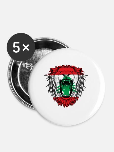 Libanon - Buttons klein 25 mm (5er Pack) - Weiß