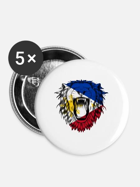 Philippinen - Buttons klein 25 mm (5er Pack) - Weiß