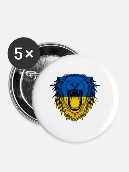 Ukraine - Buttons klein 25 mm (5er Pack) - Weiß