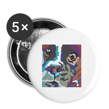 Visage de chien - Lot de 5 petits badges (25 mm) - blanc - Devant