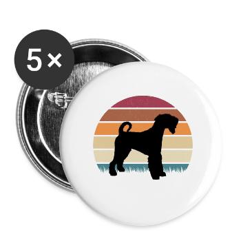 Airedale Terrier Vintage Premium - Lot de 5 petits badges (25 mm) - blanc - Devant