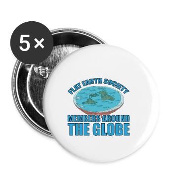 Flat Earth Society, Members Around The Globe 15 - Buttons small 1''/25 mm (5-pack) - white - Front