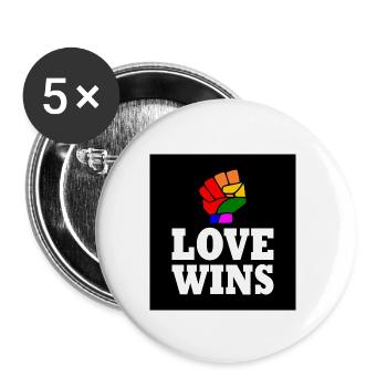 Love wins - Lot de 5 petits badges (25 mm) - blanc - Devant