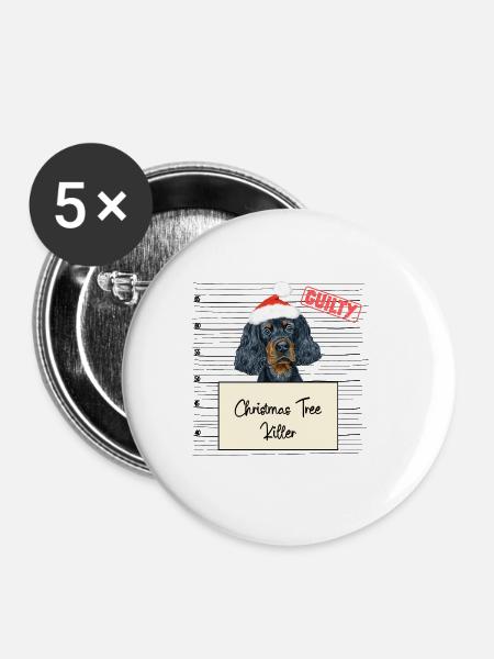 Weihnachtsbaum Umschubser Gordon Setter - Buttons klein 25 mm (5er Pack) - Weiß