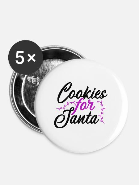 Kekse für den Weihnachtsmann - Buttons klein 25 mm (5er Pack) - Weiß