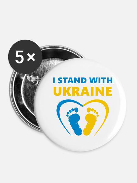 Ich stehe zur Ukraine - Buttons klein 25 mm (5er Pack) - Weiß