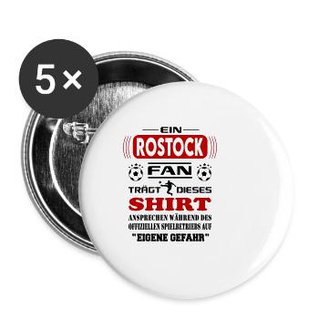 Fußball Fan Fussballverein Rostock - Buttons klein 25 mm (5er Pack) - Weiß - Vorne