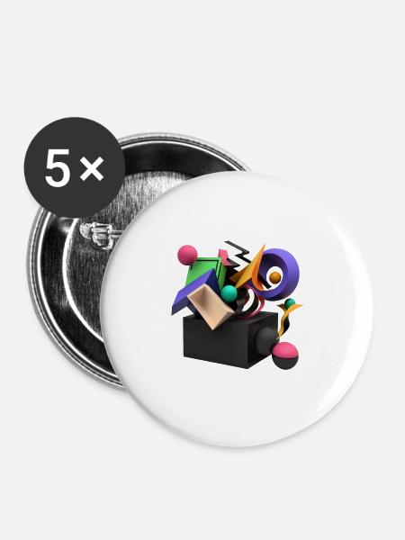 3D - Buttons klein 25 mm (5er Pack) - Weiß