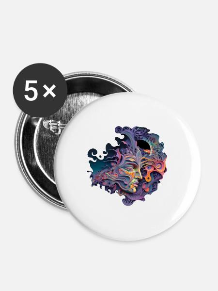 TRIPPY - Buttons klein 25 mm (5er Pack) - Weiß