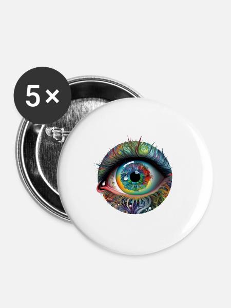 TRIPPY AUGE - Buttons klein 25 mm (5er Pack) - Weiß