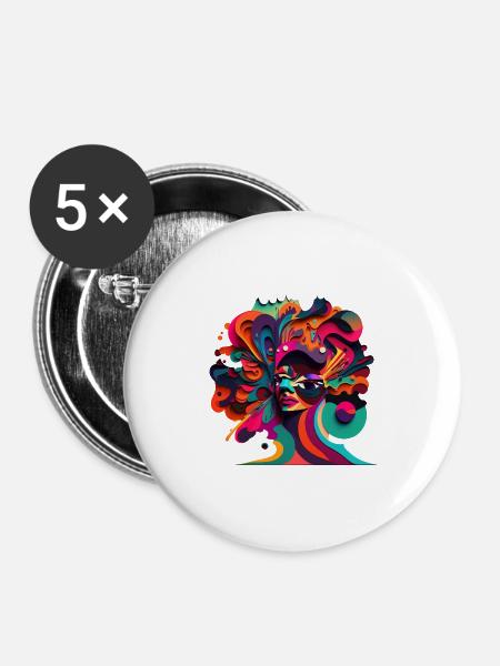 ABSTRAKT - Buttons klein 25 mm (5er Pack) - Weiß