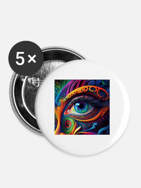 TRIPPY AUGE - Buttons klein 25 mm (5er Pack) - Weiß