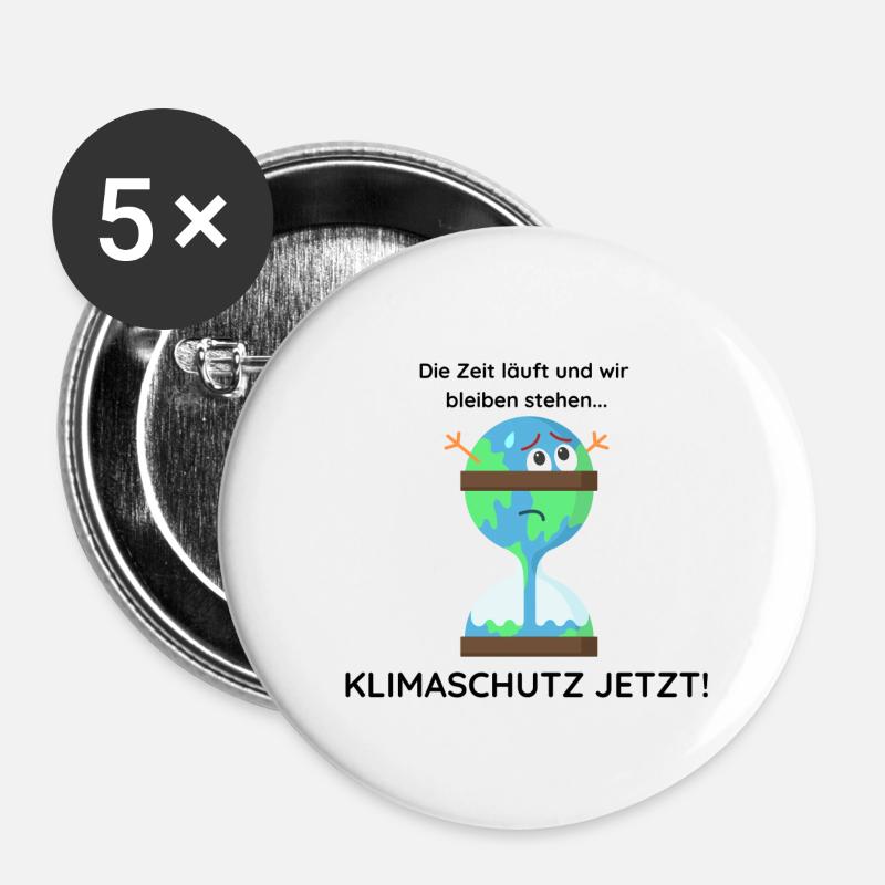 Klimaschutz Jetzt! - Buttons klein 25 mm (5er Pack) - Weiß