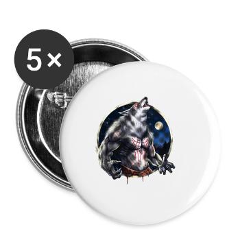 Loup-garou hurlant - Lot de 5 petits badges (25 mm) - blanc - Devant
