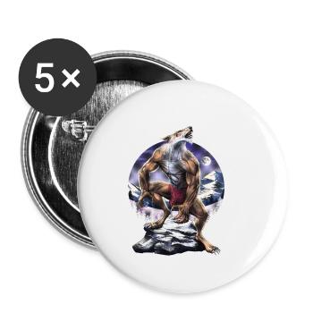 Werwolf Vollmond heult - Buttons klein 25 mm (5er Pack) - Weiß - Vorne