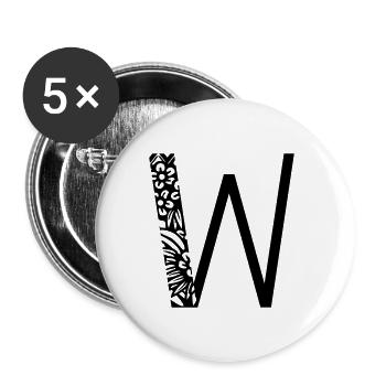Buchstabe W - Buttons klein 25 mm (5er Pack) - Weiß - Vorne