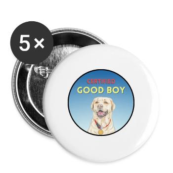 Zertifizierter Good Boy Belohnung Goldie - Buttons klein 25 mm (5er Pack) - Weiß - Vorne