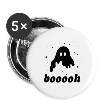 Schwebender Geist Booooh Halloween Spuk Schrecken - Buttons klein 25 mm (5er Pack) - Weiß - Vorne