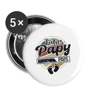 Futur Papy 2025 Cadeau annonce grossesse Homme - Lot de 5 petits badges (25 mm) - blanc - Devant