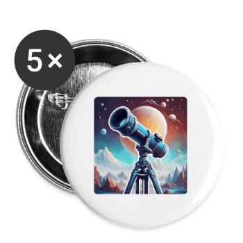Telescope / Telescope / Astronomy / Starry Sky - Buttons small 1''/25 mm (5-pack) - white - Front