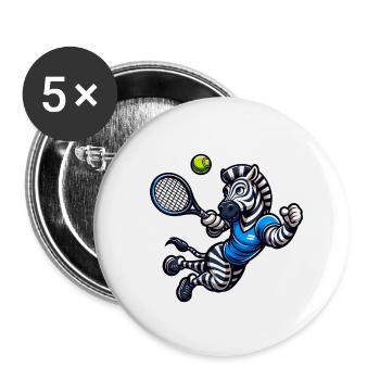 Zebra Tennis Pro - Servez et jouez ! - Lot de 5 petits badges (25 mm) - blanc - Devant