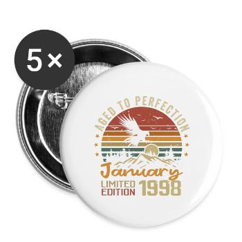 Janvier 1998 Rétro Anniversaire Vintage Cadeau - Lot de 5 petits badges (25 mm) - blanc - Devant