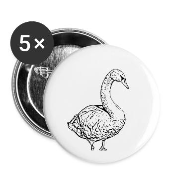 Swan Black Duck Bird Goose - Buttons small 1''/25 mm (5-pack) - white - Front