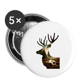 Nature dans le motif de cerf - Lot de 5 petits badges (25 mm) - blanc - Devant