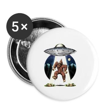 Enlèvement extraterrestre de Bigfoot - Lot de 5 petits badges (25 mm) - blanc - Devant