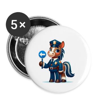 Cute Horse Police Officer - Buttons small 1''/25 mm (5-pack) - white - Front