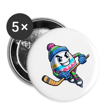Oeuf de Pâques design de hockey sur glace pour les joueurs de hockey sur glace et - Lot de 5 petits badges (25 mm) - blanc - Devant