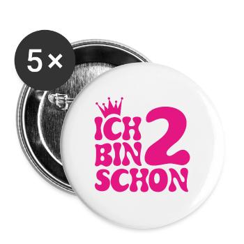 Ich bin schon 2 - Buttons klein 25 mm (5er Pack) - Weiß - Vorne