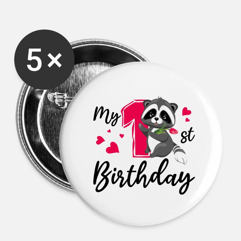 Mein erster Geburtstag - Buttons klein 25 mm (5er Pack) - Weiß