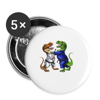 T-Rex Dinosaurier Jiu-Jitsu Ringer - Buttons klein 25 mm (5er Pack) - Weiß - Vorne