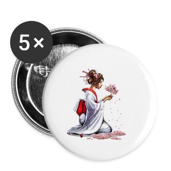 Japanese Samurai Girl - Buttons small 1''/25 mm (5-pack) - white - Front