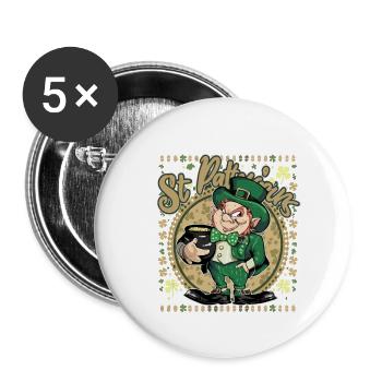 St- Patricks Day Funny Irish Leprechaun Costume - Buttons small 1''/25 mm (5-pack) - white - Front