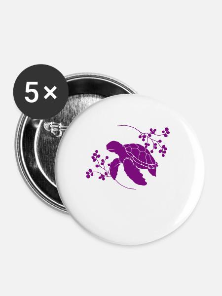 Schildkröte / Kriechtier - Reptilie - Buttons klein 25 mm (5er Pack) - Weiß