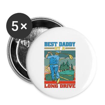 Best Daddy By A Long Drive 3 - Buttons small 1''/25 mm (5-pack) - white - Front
