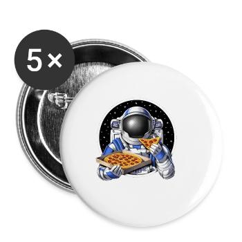 astronaute de l’espace mangeant de la pizza - Lot de 5 petits badges (25 mm) - blanc - Devant
