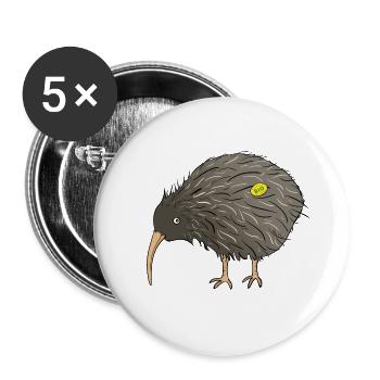 Bio-Kiwis - Buttons klein 25 mm (5er Pack) - Weiß - Vorne